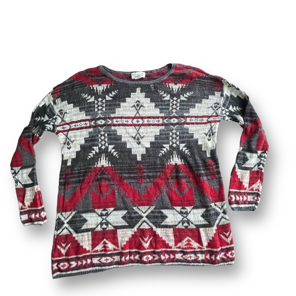 Denim & Supply Ralph Lauren Red/Multicolor Aztec Print Sweater Women's Size L